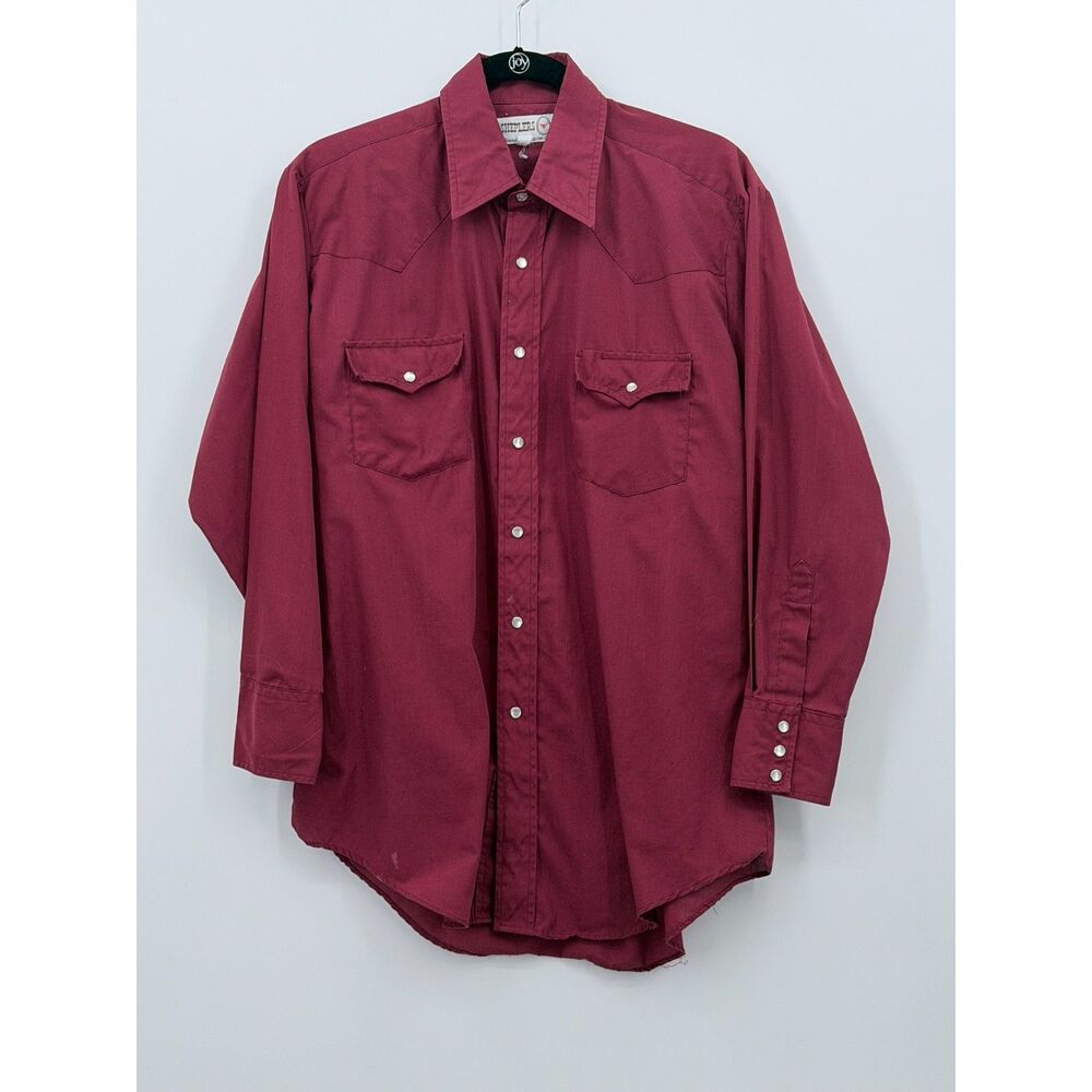 Vtg Sheplers Mens Western Shirt Pearl Snap Button 16/32 Ranchwear Point Collar